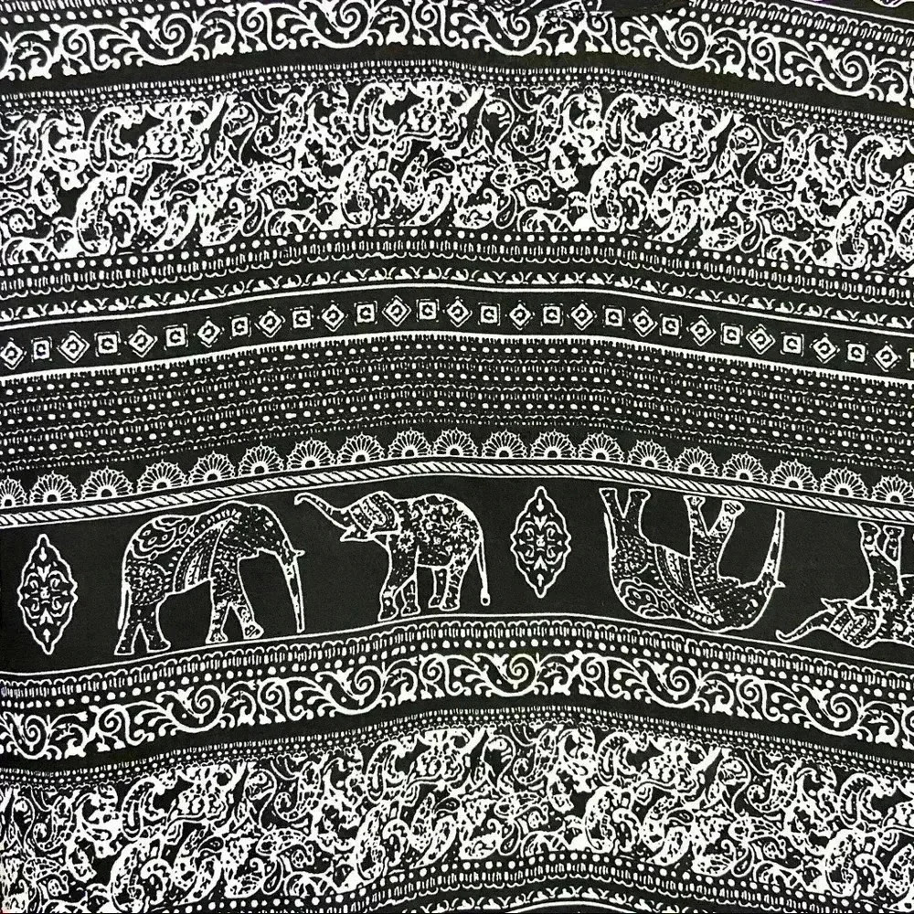 See You Monday Fringed Bell Sleeve Elephant Safari Boho Crop Back Split Top (M) - Picture 6 of 15